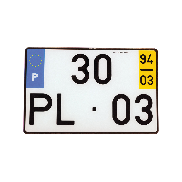 PLACA ACRÍLICA BRANCA – P/ AUTOMÓVEIS (340*220)  C/ Amarelo